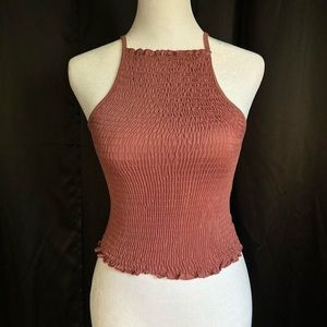 Women's Smocked Halter Top - Rust